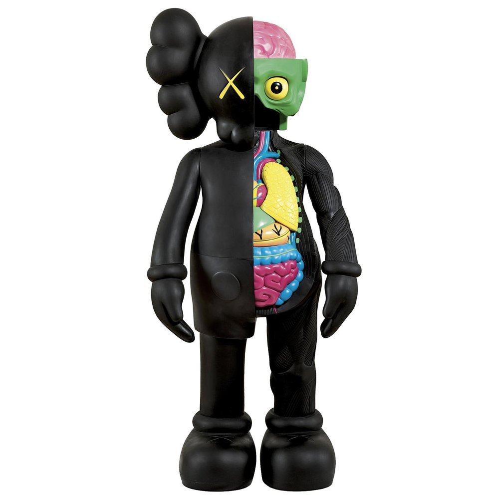 The sculpture 4ft Dissected Companion (Black) by Kaws is released in 2009, limited in 100 - Dope! Gallery
