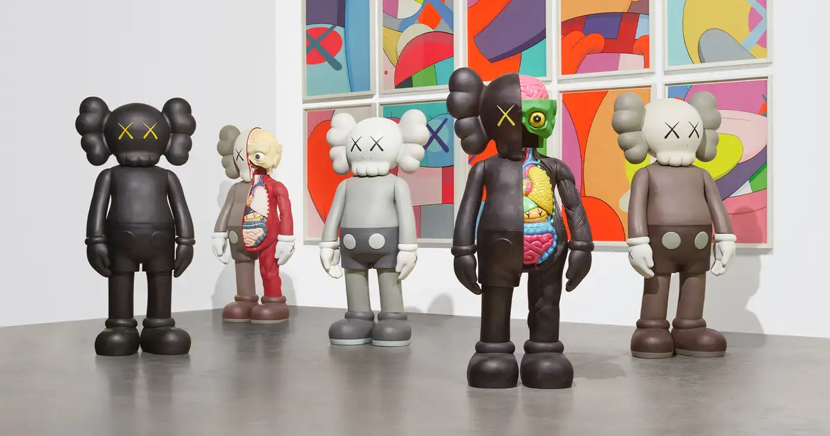 Kaws Companion figure in modern gallery with investment price analysis for 2024 art collecting guide