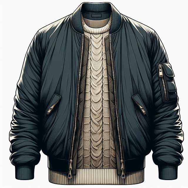 Kaws bomber jacket layered over luxury cashmere sweater