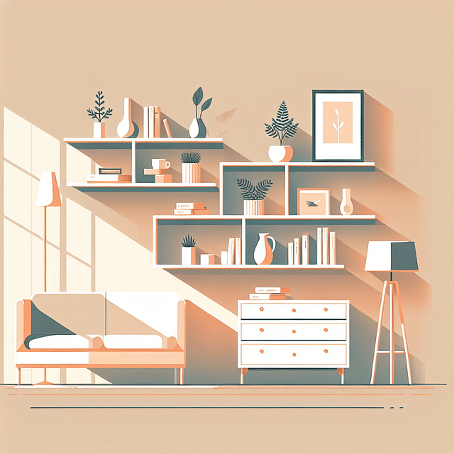 minimalist shelf display in a well-lit room