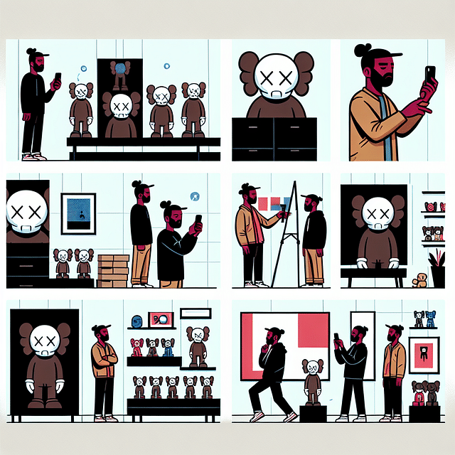 collector sharing KAWS display on social media