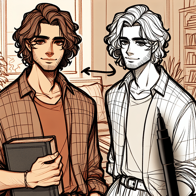 defining character sketch with fine liner