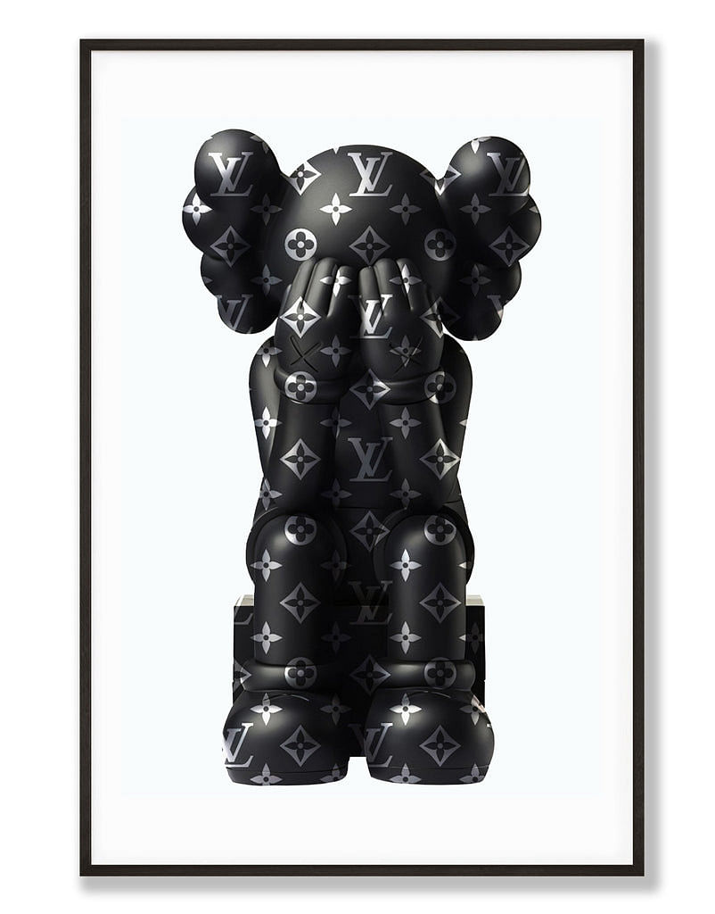 Close-up detail of Kaws painting with signature X symbol