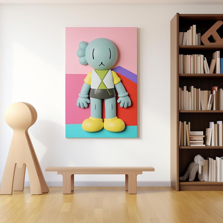 Kaws artwork displayed in a well-maintained, dust-free environment