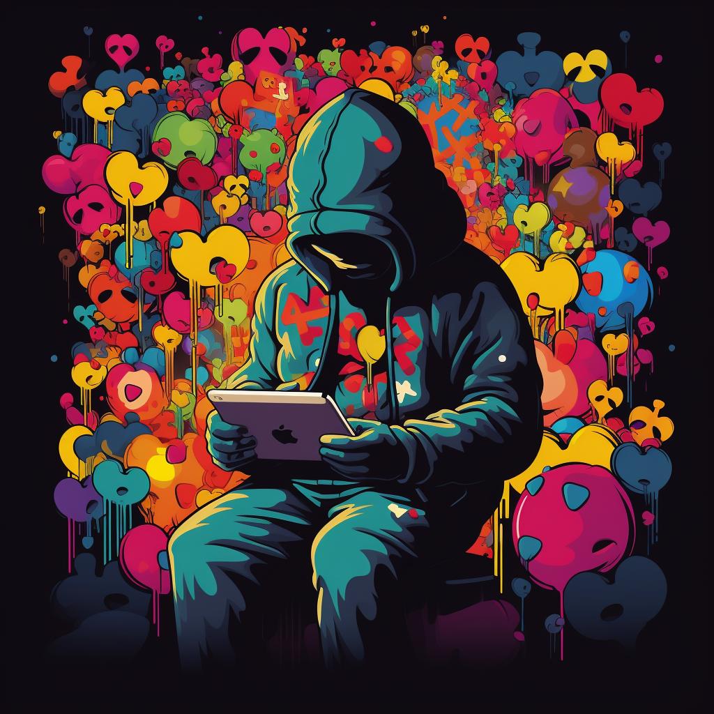 A person browsing Kaws wallpaper designs on a digital device