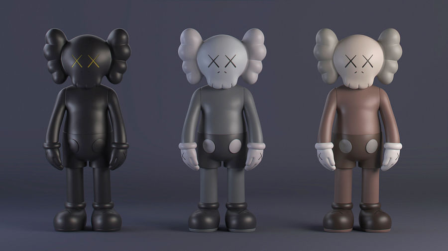 Close-up view of a detailed Kaws wallpaper design